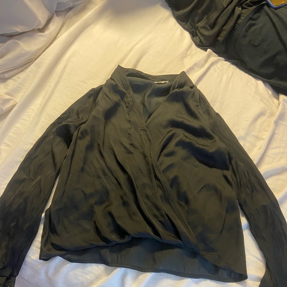 Black satin blouse